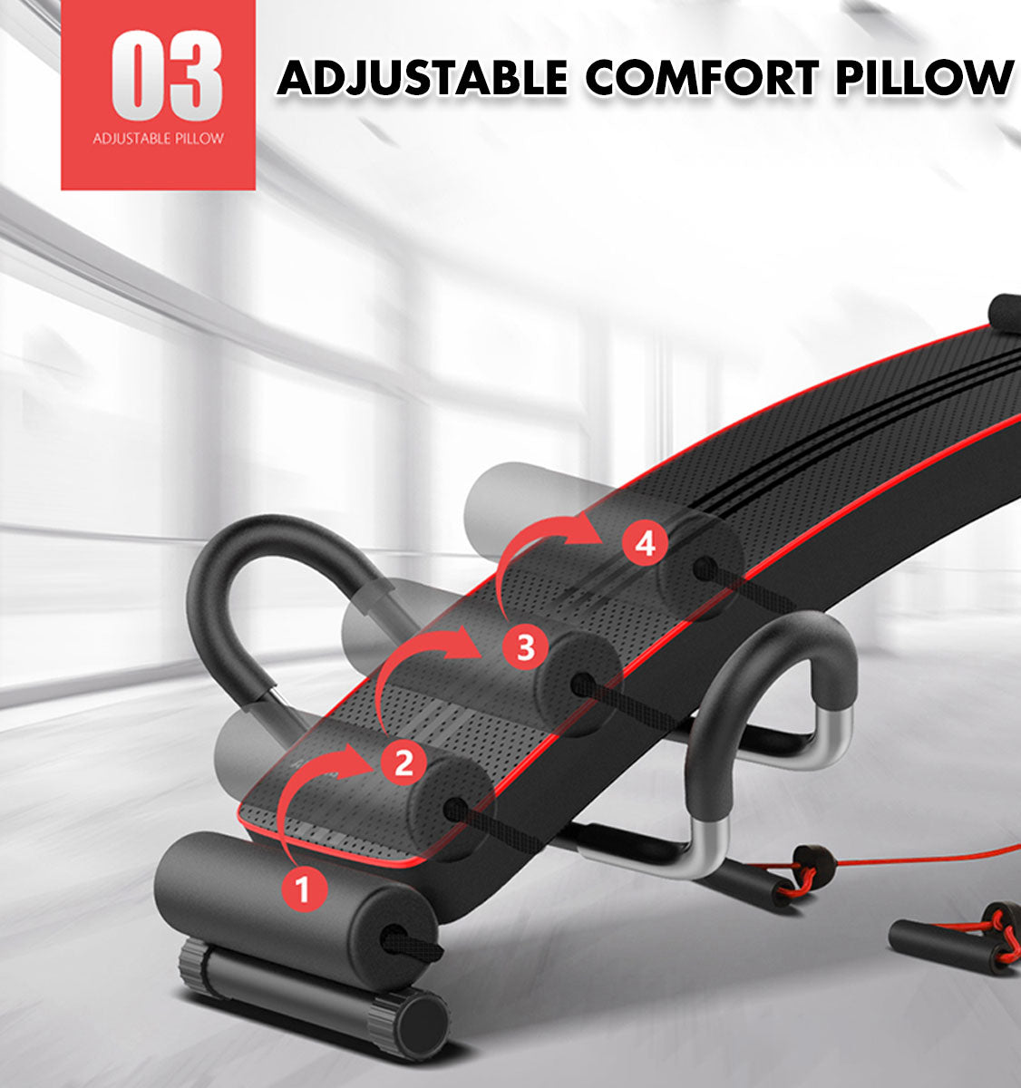 Foldable adjustable sit-up abdominal bench by Online Fitness Depot for core exercises, gym workouts, and abdominal training.