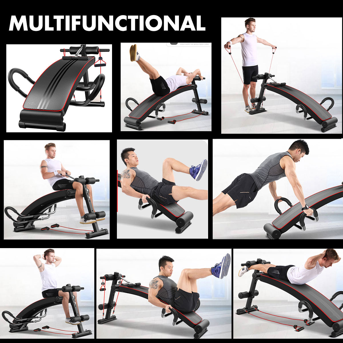 Foldable adjustable sit-up abdominal bench from Online Fitness Depot with padded support for home gym workouts.