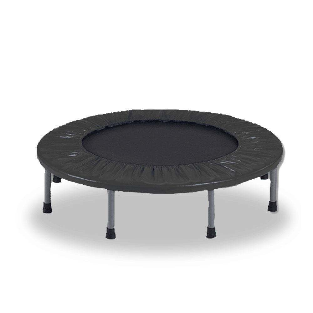 Black 40-inch mini trampoline jogger rebounder for home gym workout, suitable for fitness and ball sports activities