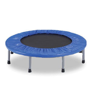 Blue 40-inch mini trampoline rebounder for home fitness workouts, ideal for jogging and rebounding exercises.
