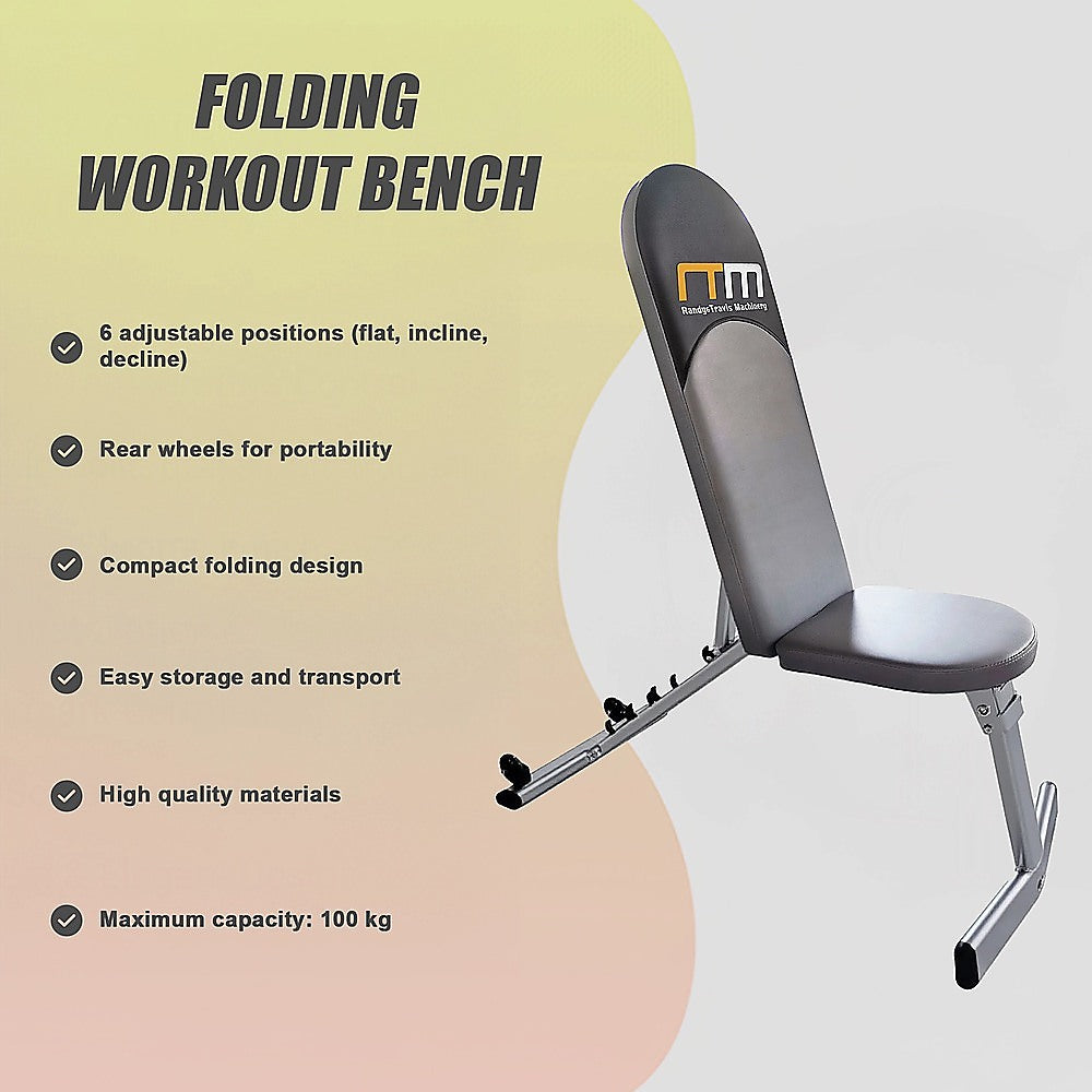 Adjustable FID flat incline decline bench press from Online Fitness Depot with padded seat and backrest for versatile gym workouts.