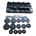 Online Fitness Depot 50kg weight set with barbell and dumbbell plates for gym and weightlifting exercises.