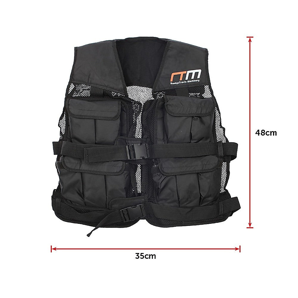 Online Fitness Depot 20LBS weighted gym vest for exercise and fitness training, shown on a person in a workout setting.