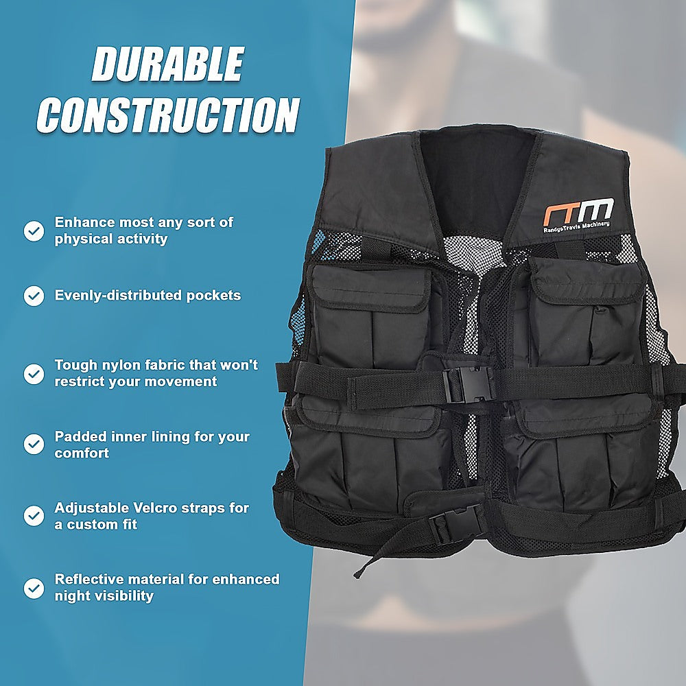 Online Fitness Depot 40LBS weighted gym exercise vest with adjustable straps for fitness training and strength workouts.