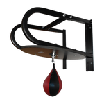 Speedball boxing punching bag training set with wall frame for home gym, includes speedball and mounting hardware.