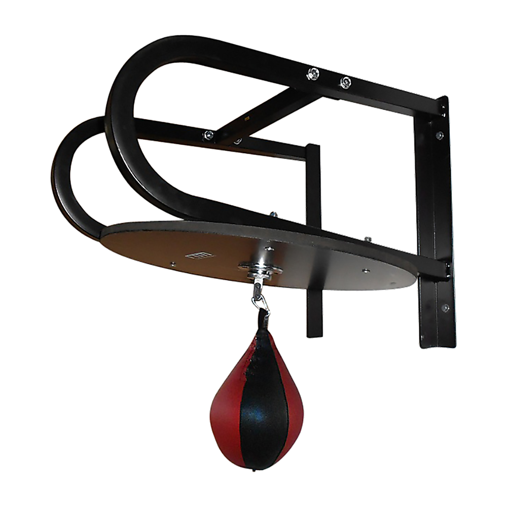 Speedball boxing punching bag training set with wall frame for home gym, includes speedball and mounting hardware.