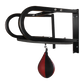 Speedball boxing punching bag with wall frame for home gym training, featuring a compact sports and fitness setup for boxing practice.