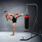 Freestanding 37kg heavy-duty punching bag for boxing and martial arts training, filled and ready for intense workouts.