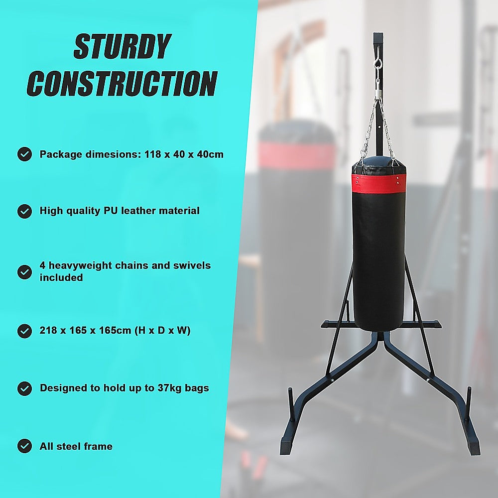 Freestanding 37kg heavy-duty punching bag for boxing and martial arts training by Online Fitness Depot, filled and ready for use.