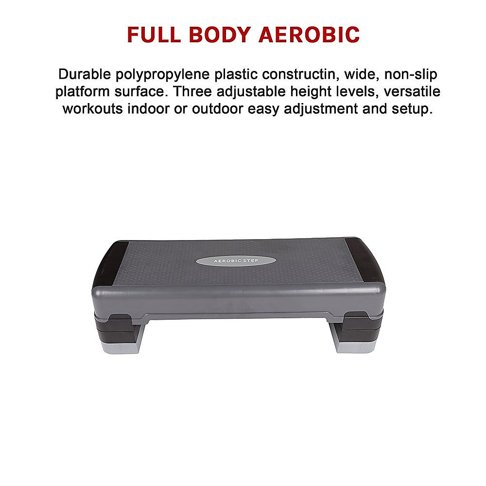 Adjustable aerobic step platform from Online Fitness Depot with non-slip surface for home gym workouts and fitness exercises.
