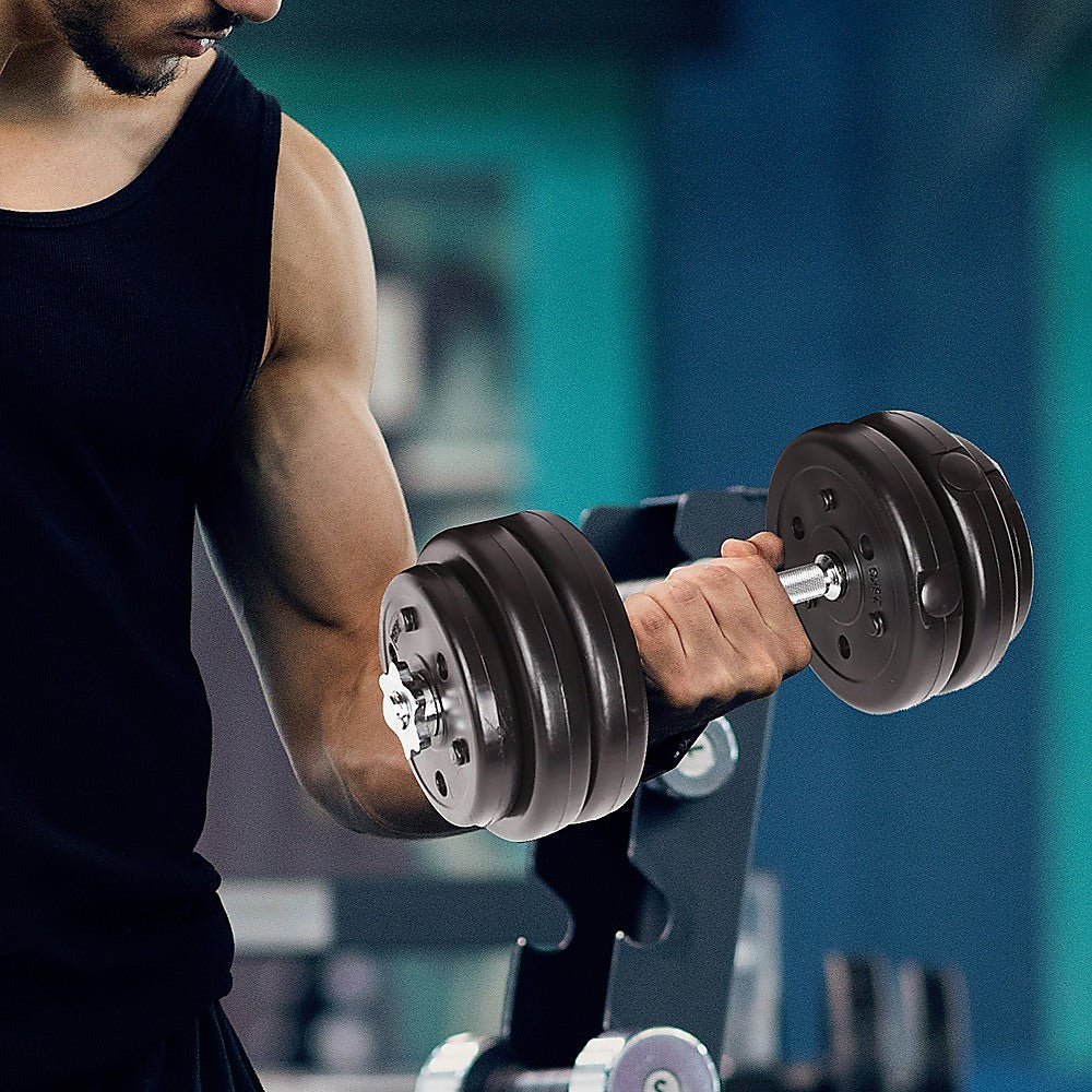 Adjustable 30kg dumbbell set by Online Fitness Depot with weight plates and handle for home gym strength training.