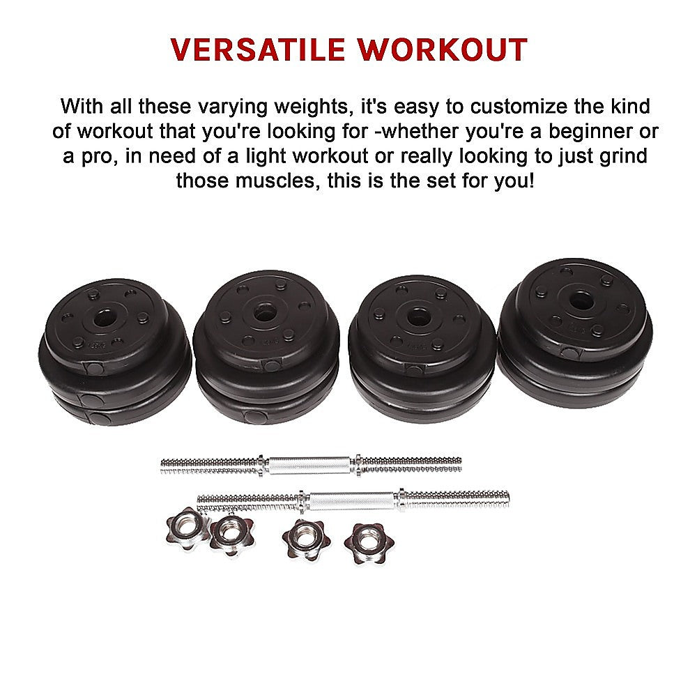 Adjustable 30kg dumbbell set from Online Fitness Depot with weight plates and handle for home gym strength training.