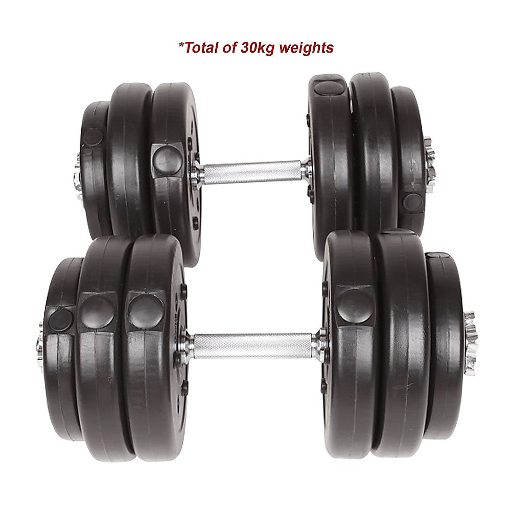 Adjustable 30KG dumbbell set from Online Fitness Depot with weight plates and handle for home gym strength training.