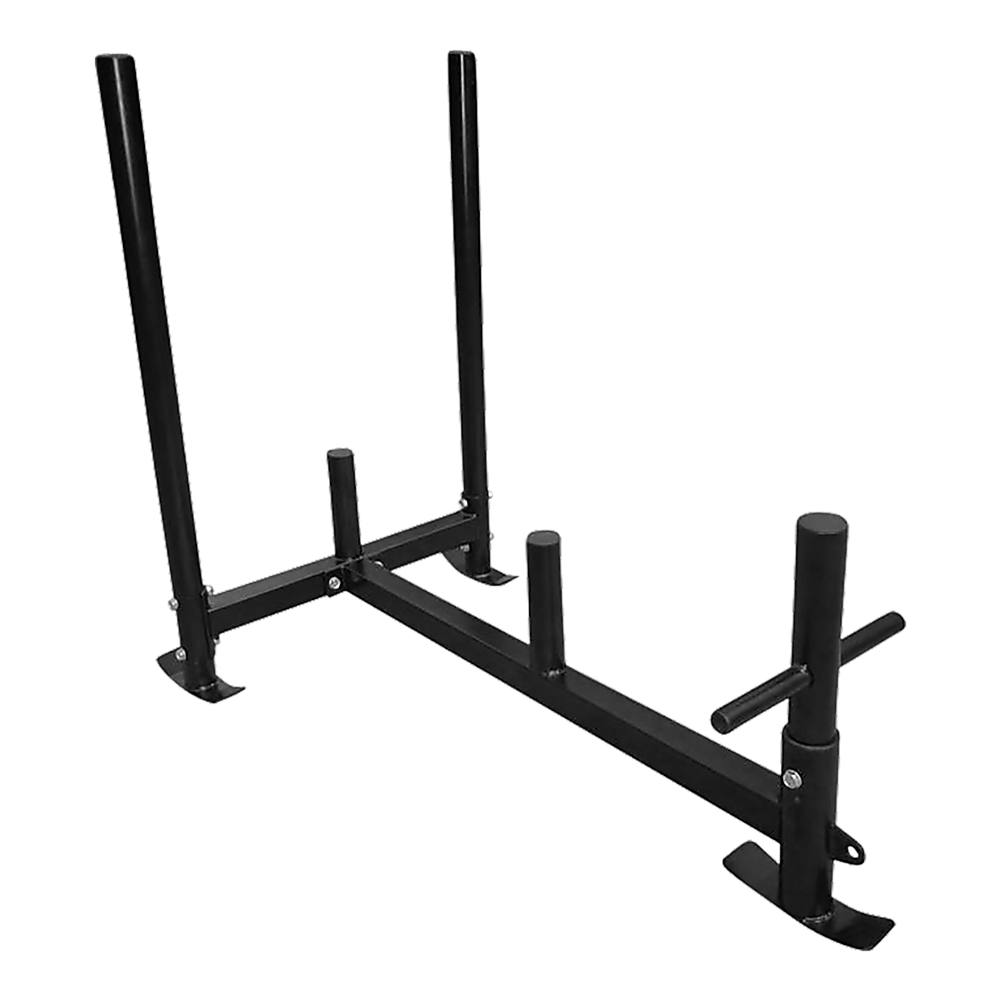 Heavy duty gym sled with harness for strength training and resistance exercises, suitable for gym and fitness workouts.