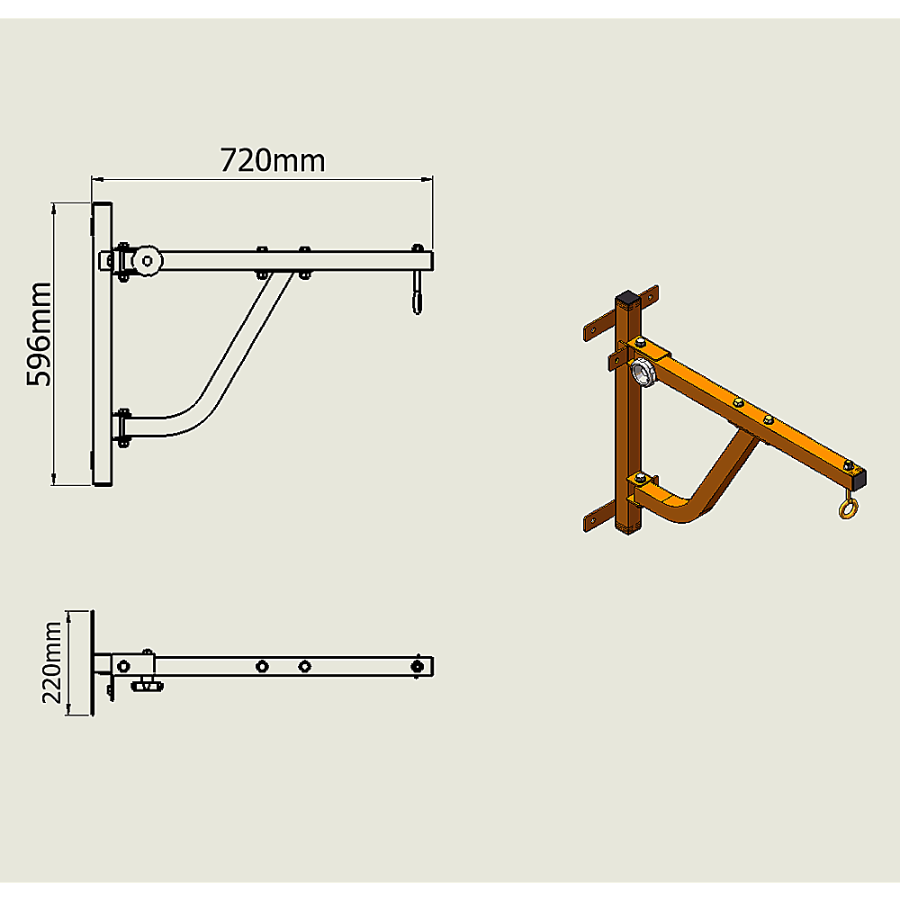 Boxing punching bag wall pivot rack with swivel mount for home gym, sturdy fitness equipment for boxing and martial arts training.