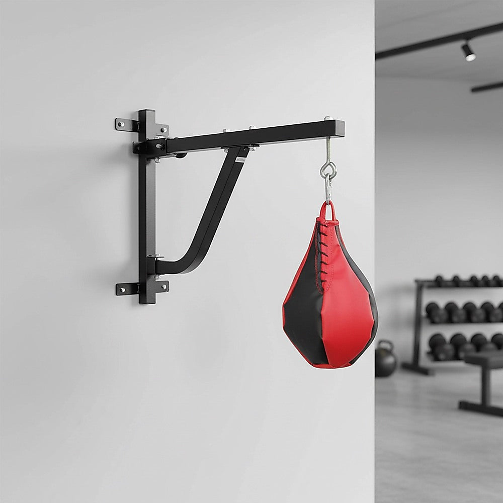 Online Fitness Depot boxing punching bag wall pivot rack with swivel mount for home gym boxing and martial arts training.