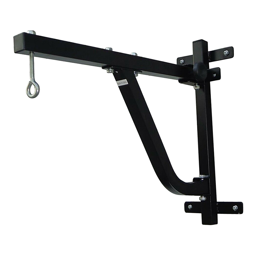 Boxing punching bag wall pivot rack with swivel mount for home gym fitness, suitable for boxing and martial arts training.