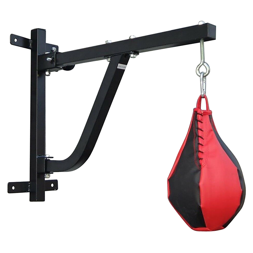 Boxing punching bag wall pivot rack with swivel mount for home gym, sturdy wall-mounted fitness equipment by Online Fitness Depot.