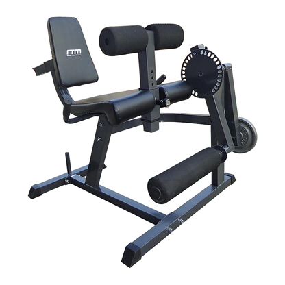 Adjustable leg extension curl machine from Online Fitness Depot, featuring padded seat and leg pads for quad and hamstring workouts.