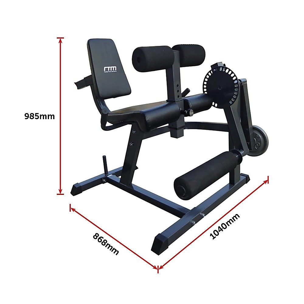 Adjustable leg extension and curl machine from Online Fitness Depot with padded seat for quad and hamstring workouts.