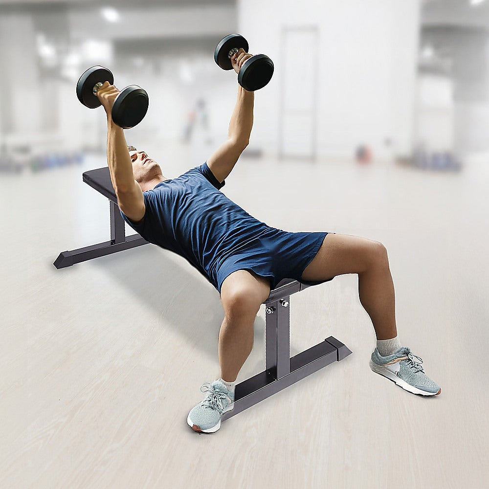 Flat weight bench for home gym by Online Fitness Depot, ideal for strength training and exercise routines.
