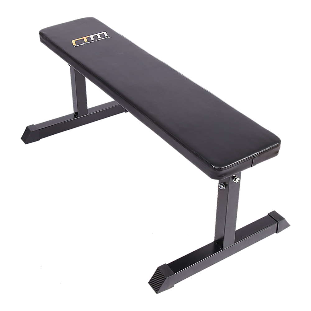 Flat weight bench for home gym by Online Fitness Depot, ideal for strength training and fitness exercises.
