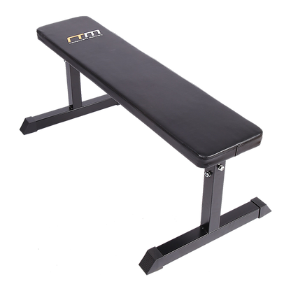 Flat weight bench for home gym by Online Fitness Depot, ideal for strength training and fitness exercises.