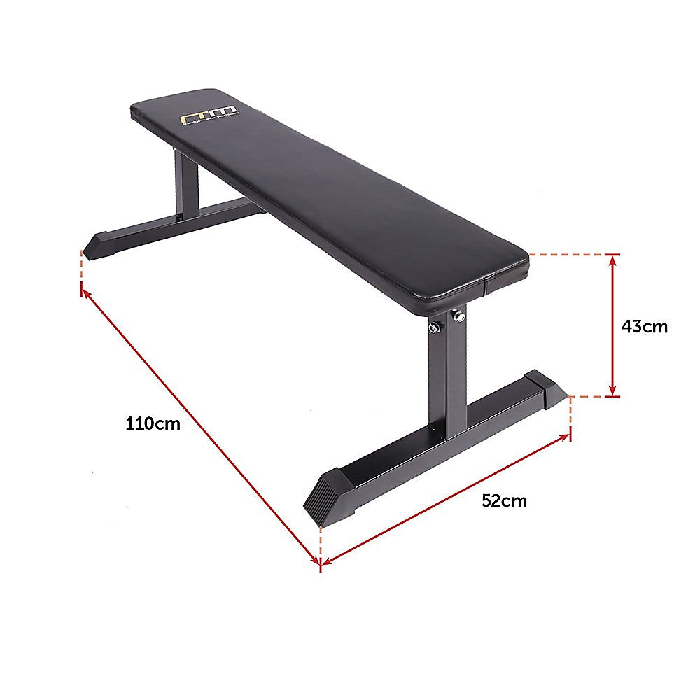 Flat weight bench for home gym from Online Fitness Depot, ideal for strength training and fitness exercises.