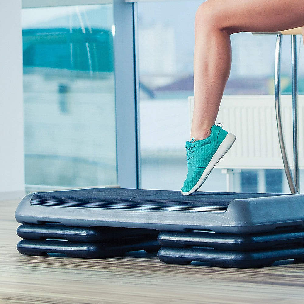 Online Fitness Depot aerobic workout 4-block bench step for exercise and gym training, showing four sturdy foam platform blocks.