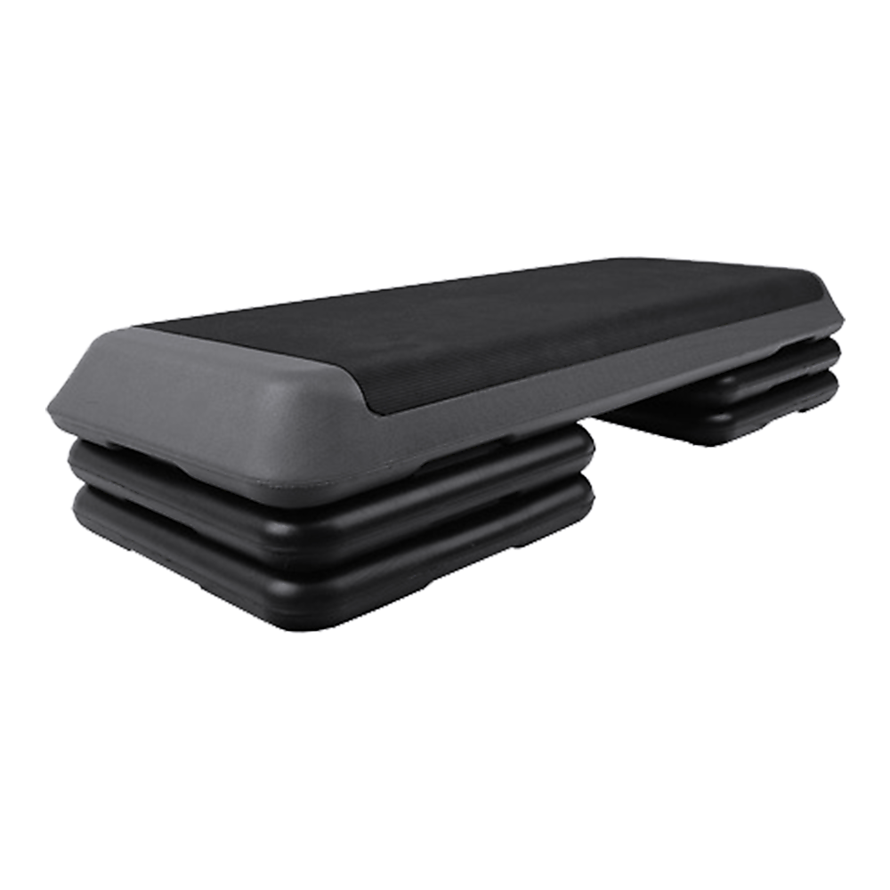 Online Fitness Depot aerobic workout 4 block bench step used for exercise and fitness routines, sturdy gym equipment for aerobic training.