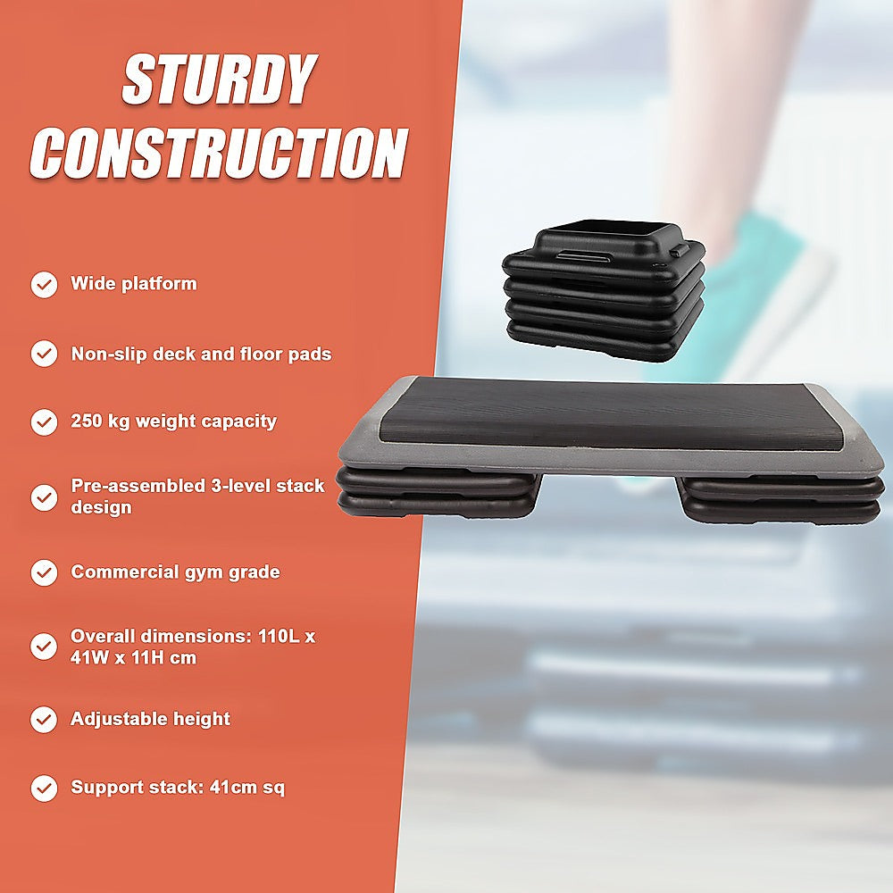 Online Fitness Depot aerobic workout 4-block bench step for exercise, gym, and fitness training with four sturdy, non-slip platforms