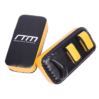 Thai pads kickboxing punching shield used for martial arts training, featuring a padded surface and adjustable straps for online fitness depot.