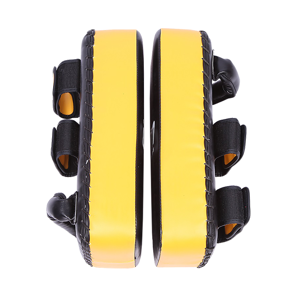 Thai kickboxing pads from Online Fitness Depot, showing a pair of black and red boxing shield pads for martial arts training.