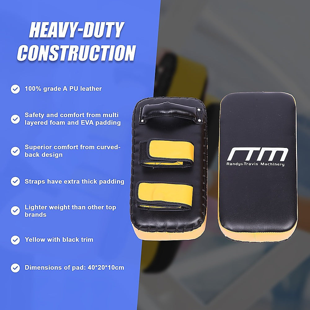 Thai pads kickboxing punching shield from Online Fitness Depot, showing padded surface and handles for martial arts training.