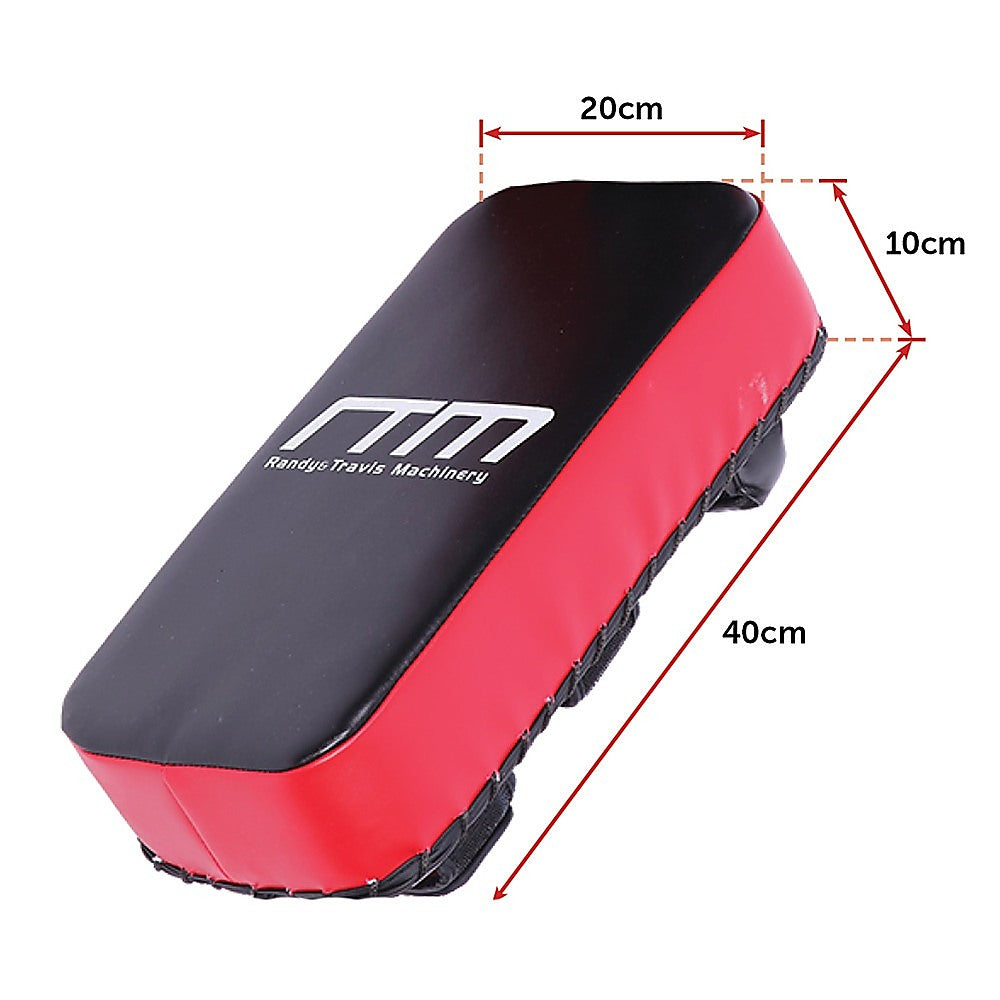 Thai pads for kickboxing, boxing shield for martial arts training, online fitness depot brand, black and red padded boxing gear