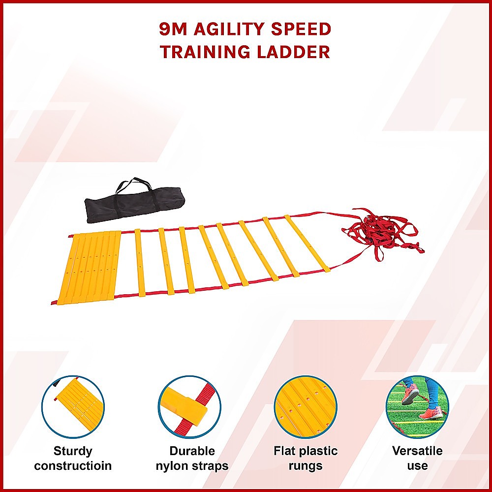 9-meter agility speed training ladder from Online Fitness Depot, used for sports, fitness drills, and agility exercises.