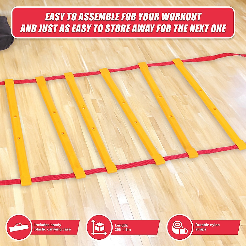 Agility speed training ladder from Online Fitness Depot, 9 meters long, used for athletic agility and footwork drills.
