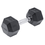 10kg black rubber hex dumbbell from Online Fitness Depot, ideal for gym weightlifting and strength training exercises.