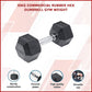 10kg black rubber hex dumbbell from Online Fitness Depot, ideal for gym weightlifting and strength training exercises.