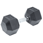 25kg black rubber hex dumbbell from Online Fitness Depot, ideal for gym weightlifting and strength training exercises.