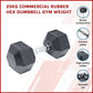 25kg black rubber hex dumbbell from Online Fitness Depot, ideal for gym weightlifting and strength training exercises.