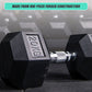 20kg rubber hex dumbbell from Online Fitness Depot, commercial gym weight for strength training and weightlifting exercises.