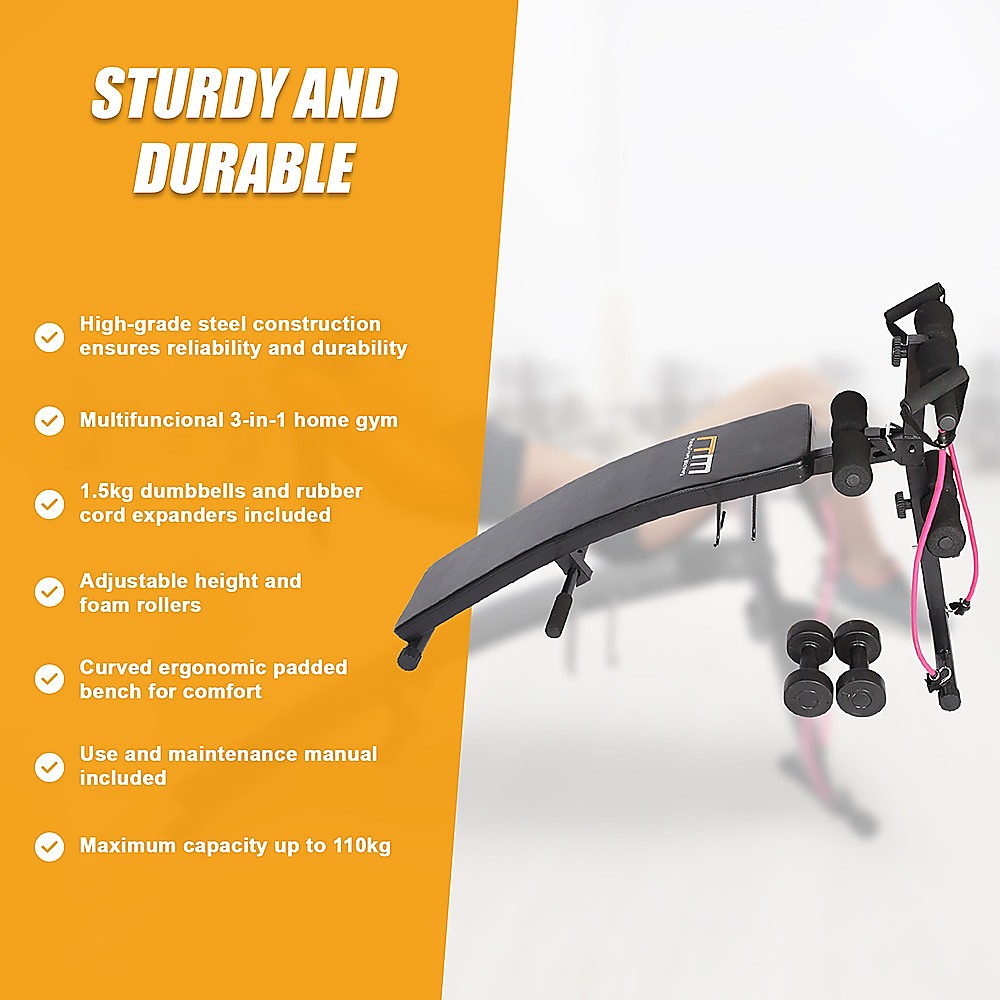 Foldable incline sit-up bench from Online Fitness Depot, ideal for home gym ab workouts and versatile fitness training.