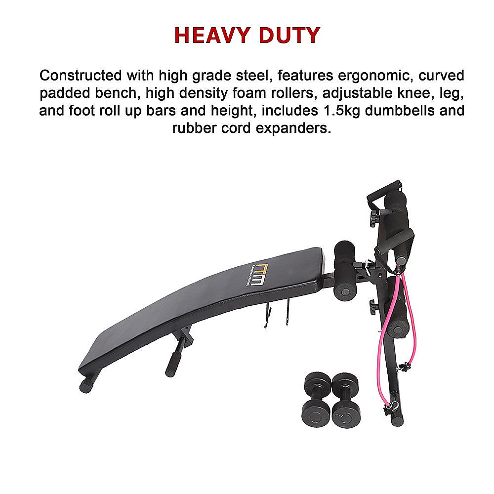 Foldable incline sit-up bench from Online Fitness Depot for home gym ab workouts, adjustable for various exercise positions.