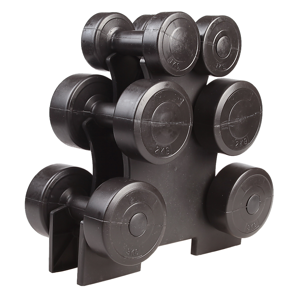 12kg dumbbell weights set with rack from Online Fitness Depot, ideal for home gym strength training and weightlifting exercises.
