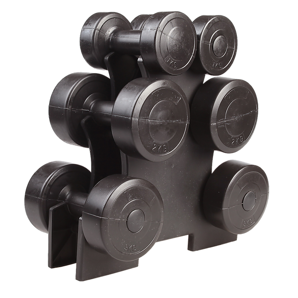 12kg dumbbell weights set with rack from Online Fitness Depot, ideal for home gym strength training and weightlifting exercises.