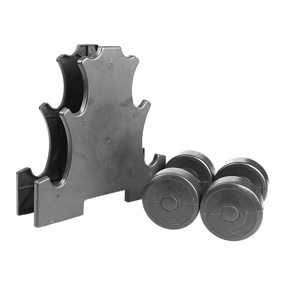 12kg dumbbell weights set with rack from Online Fitness Depot, ideal for home gym strength training and weightlifting exercises.