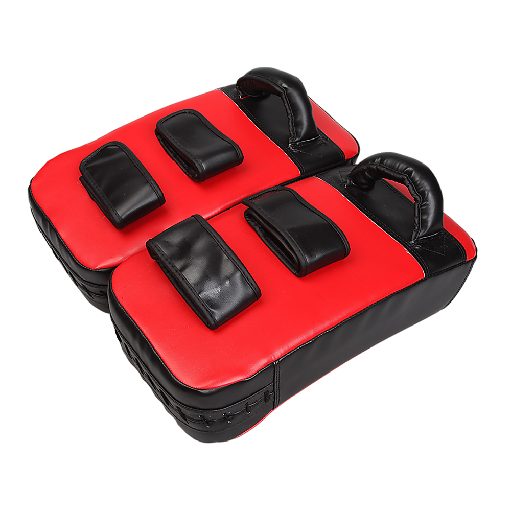 Pair of Thai boxing focus pad mitts from Online Fitness Depot for martial arts training and boxing strikes.