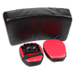 Kickboxing shield and punching pad combo for sparring training, featuring padded strike surfaces and adjustable straps.
