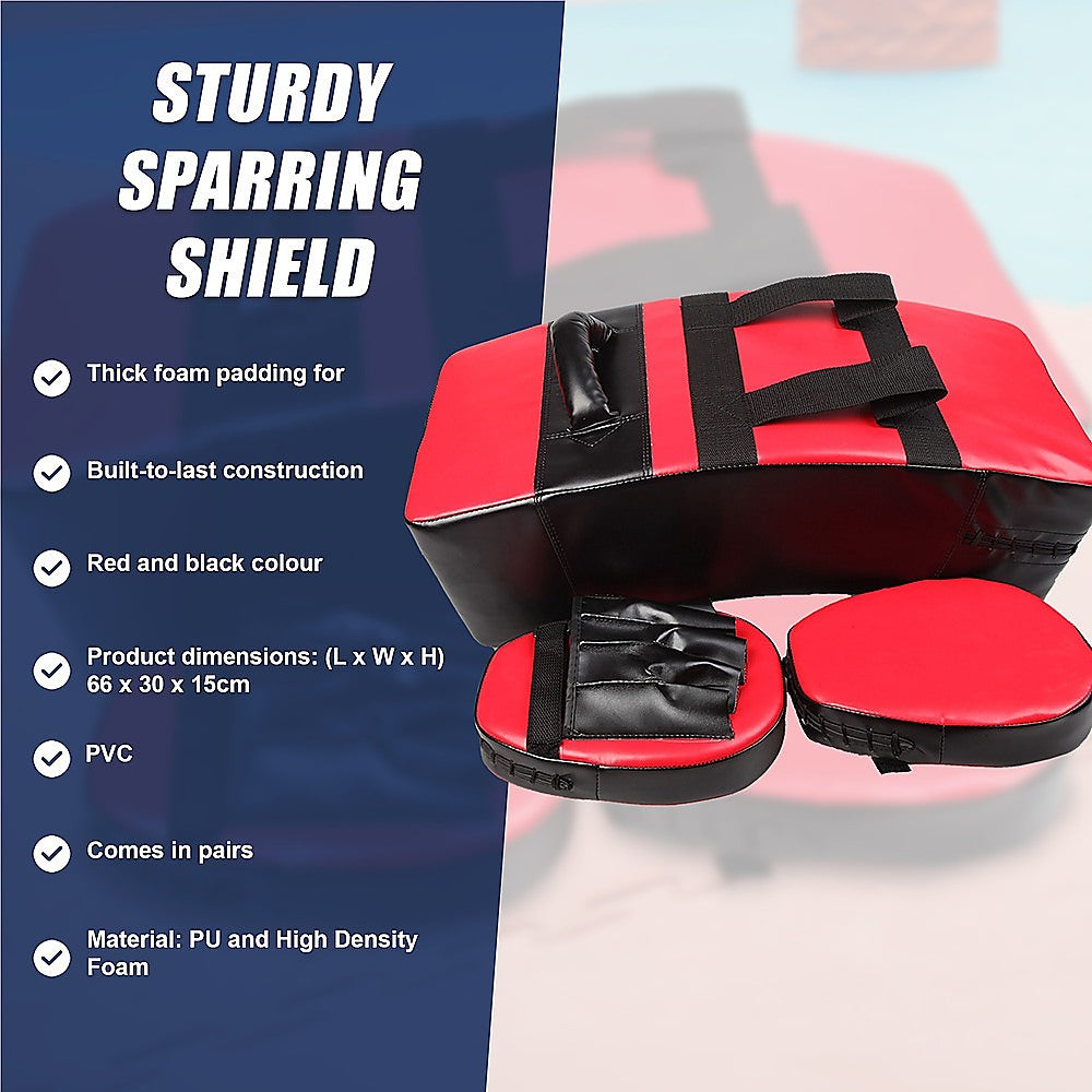 Kickboxing shield and punching pad combo from Online Fitness Depot for sparring training and martial arts practice.
